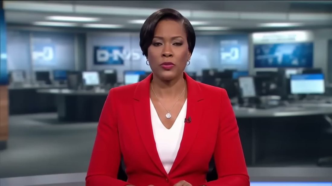 Three newsreaders who don't exist, frame 3 of 3