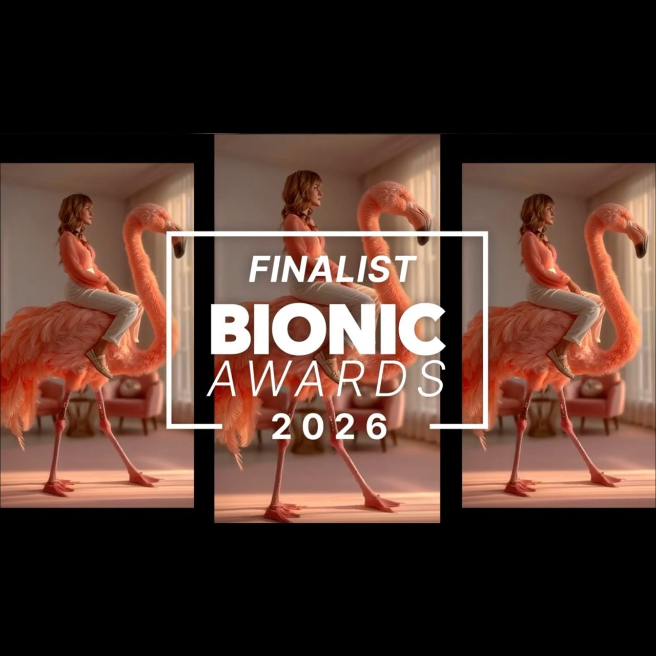 Finalist, Bionic Awards 2026 laurel over three film frames