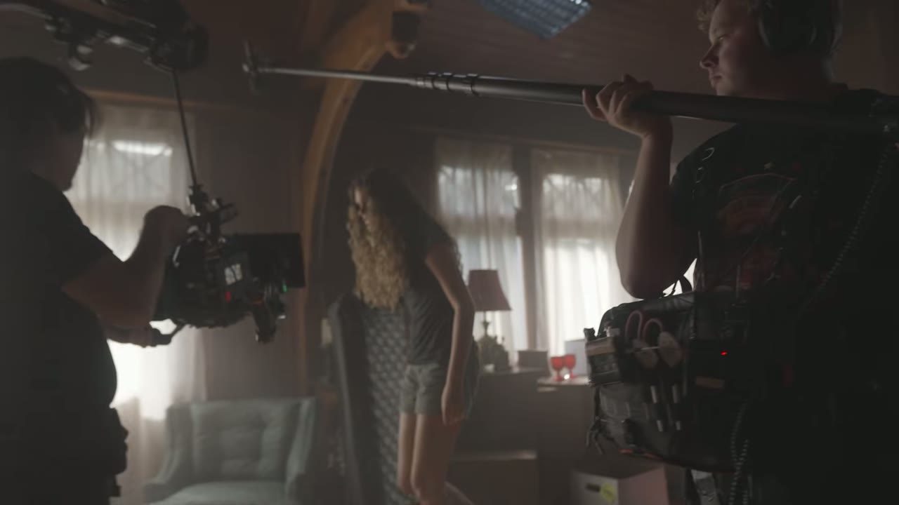 Crew filming the lead actress of My Friend, Zeph on a practical set