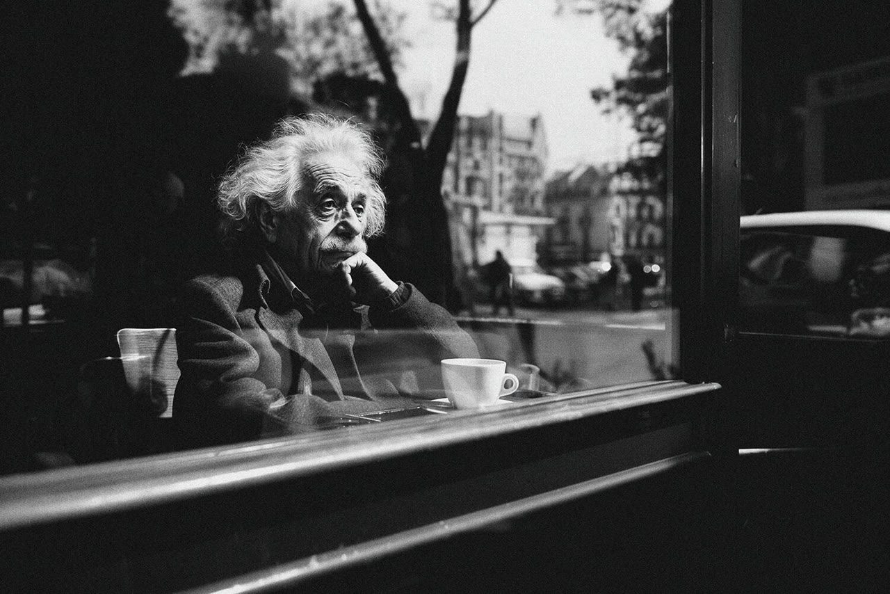 At the cafe window